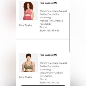 TWO Medium Nike Maternity Women's Sports Bras - Archaeo Pink and Medium Olive